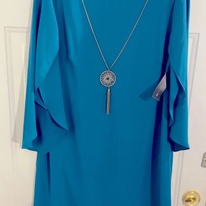 Teal green dress wing sleeves